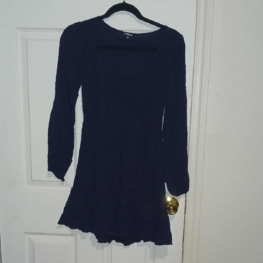 Express Navy Long Sleeve Dress
